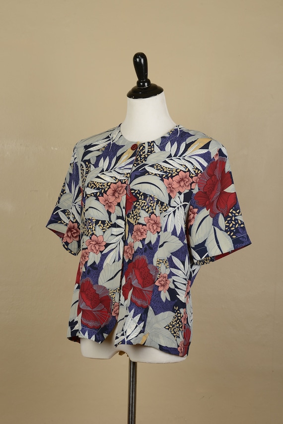 1990s Bora Bora Floral Blouse