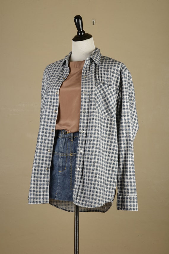 1990s Plaid Flannel Haband Top