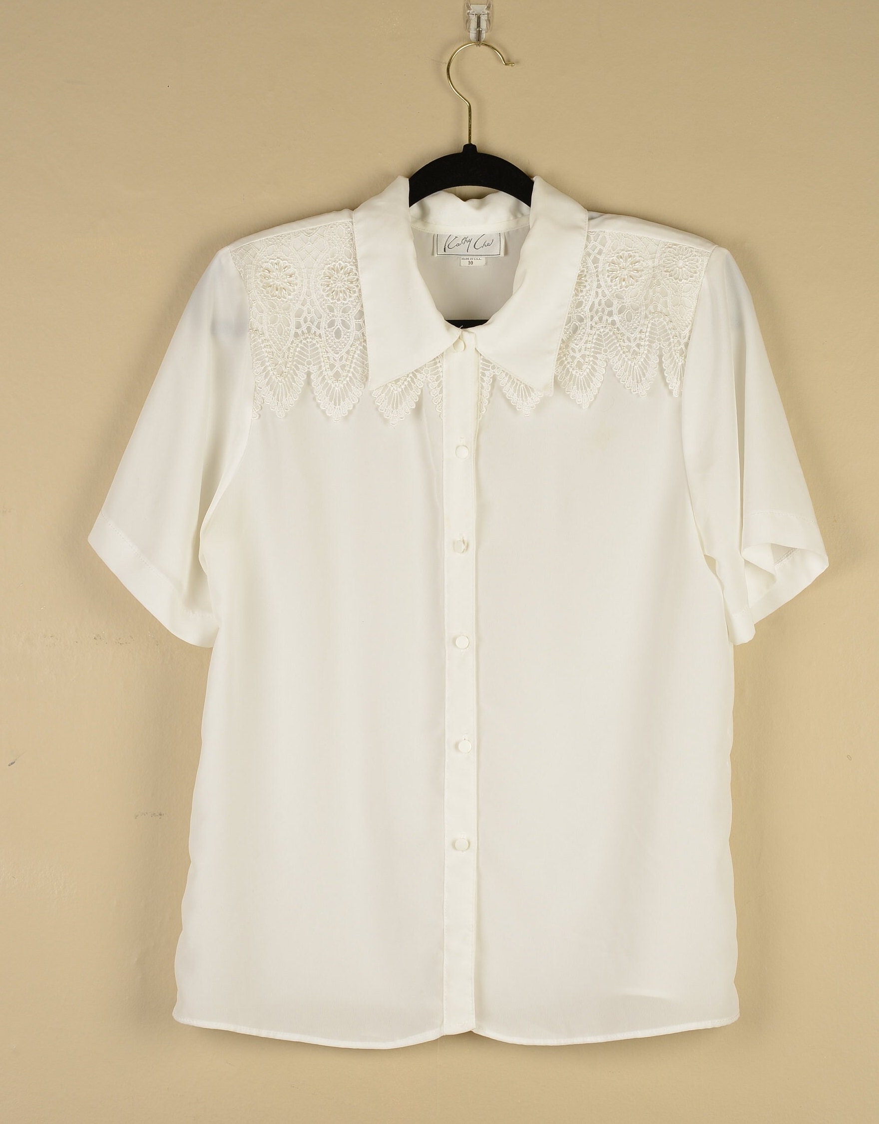 1980s Kathy Che White Blouse, image size:1760x2251