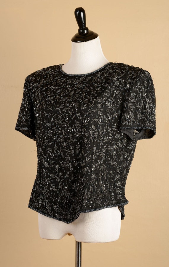 1990s Papell Boutique Beaded Blouse