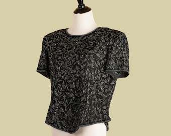1990s Papell Boutique Beaded Blouse