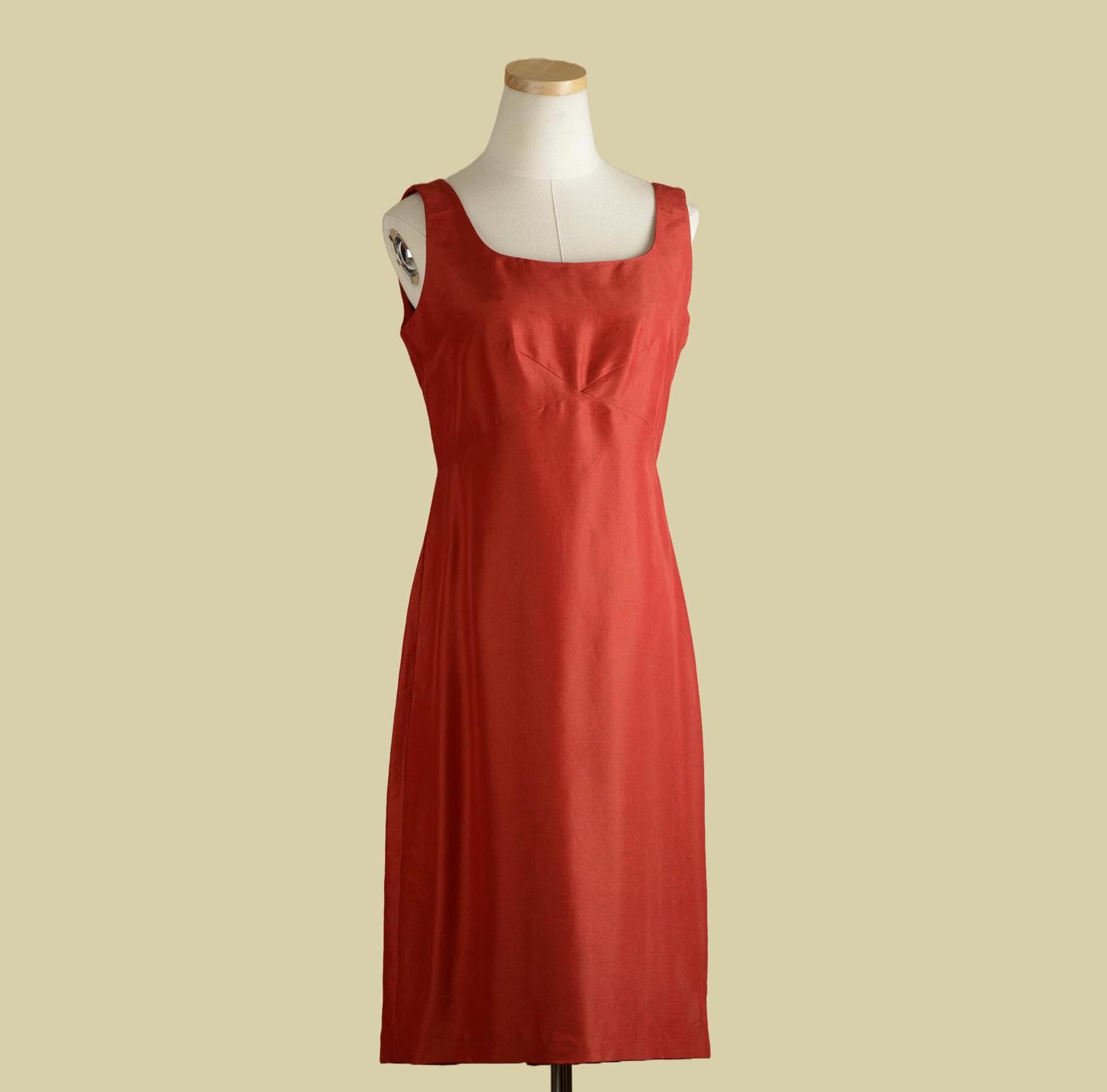 1980s Evan Picone Red Silk Dress