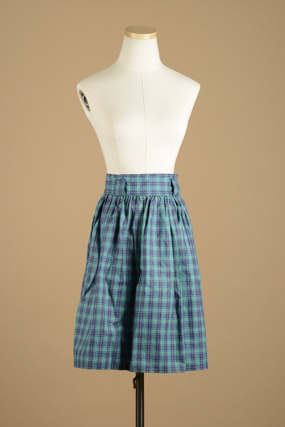 1980s Plaid Pleated Helium Skirt