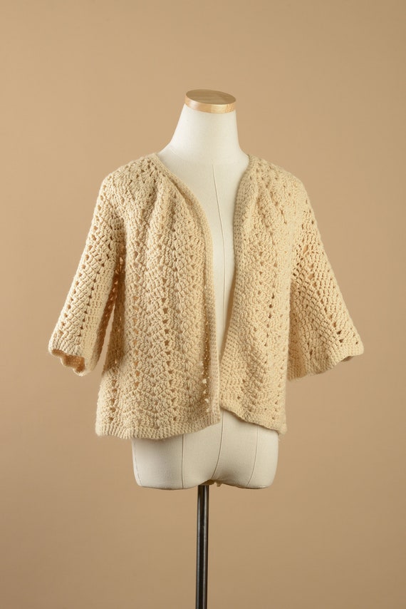 1980s Cream Crocheted Sweater