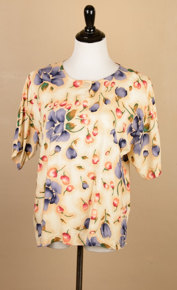 90s Floral Satin Top (S)