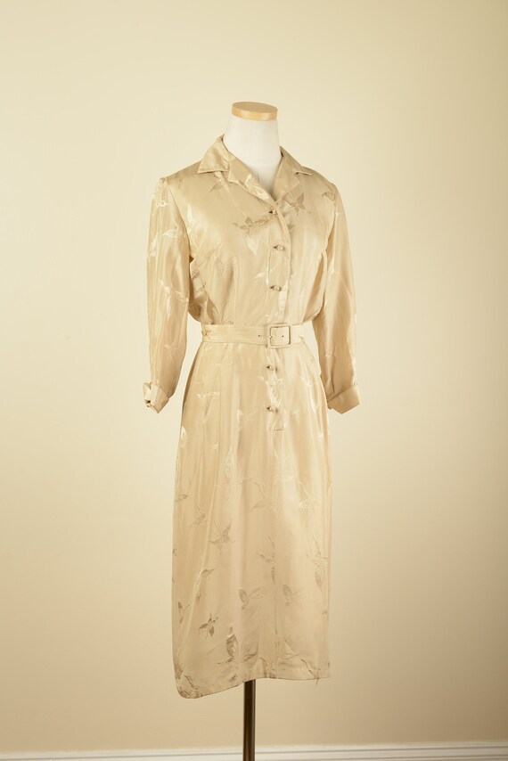 1950s wool-blend sartorial dress in melange brown shades main image 1