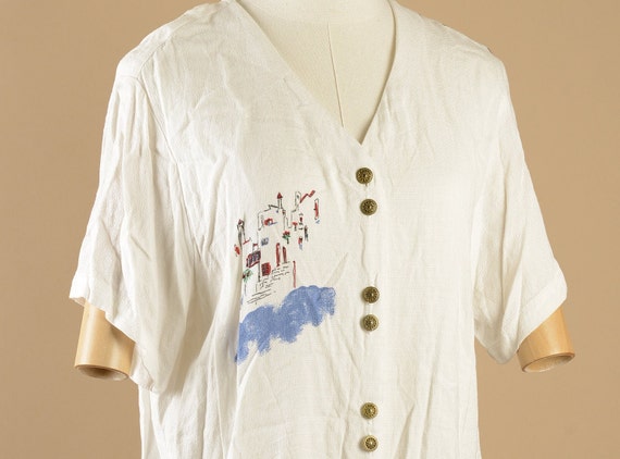 1990s Kathie Lee Nautical Blouse - image 2