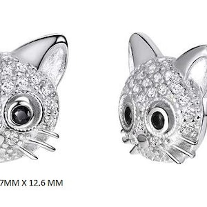 Cute Cat stud earring with cubic zirconia 925 Sterling Silver animal and cat lover best gift jewelry