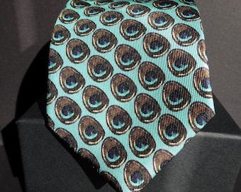 Pure Silk Peacock Feather Motif Tie