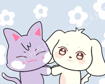 Ispirato ad Ateez/Aniteez - SANdeoki e HETmongi - San, Yeosang - KPop FanArt - Stampa artistica digitale 5 x 7 pollici
