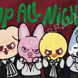 Stray Kids/Skzoo - UP ALL NIGHT - Arte de fan de Kpop - Impresión de arte digital de 5 x 7 pulgadas