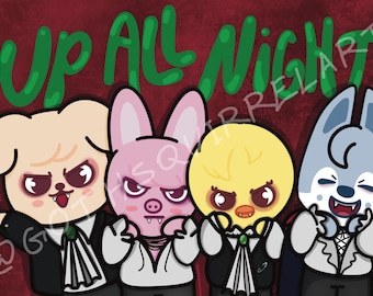 Ispirato a Stray Kids/Skzoo - UP ALL NIGHT - Kpop FanArt - Stampa artistica digitale 5 x 7 pollici