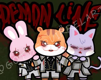 Ispirato ad Ateez/Aniteez - DEMON LINE - Hongjoong, Seonghwa, San - KPop FanArt - Stampa artistica digitale 5 x 7 pollici