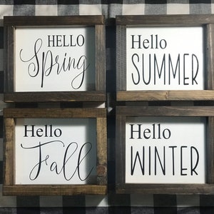 Season Signs|Farmhouse Decor|Farmhouse|Hello Spring Sign|Hello Summer Sign|Hello Fall Sign|Hello Winter|DixieFarmDesignsLLC
