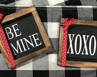 Valentine’s Tier Tray Signs| Be Mine| XOXO| Valentine’s Decor| Valentine’s Day|DixieFarmDesigns