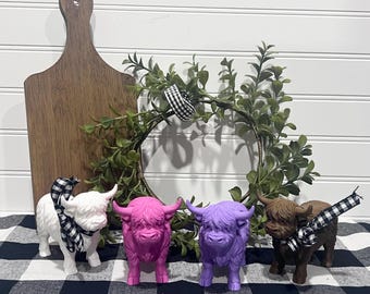 3D Printed - Highland Cow|Stocking Stuffer|Gift|Highland Cow Decor|Cow|DixieFarmDesigns