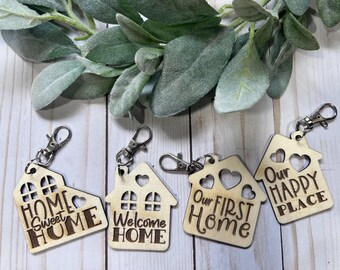 Laser Engraved - Home Keychain|Keychain|First Home|Home Decor|Our First Home|DixieFarmDesignsLLC