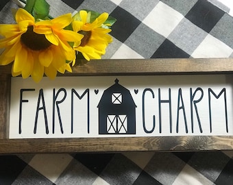 Farm Charm Sign|Farmhouse Sign|Farmhouse Decor|Rustic|DixieFarmDesigns