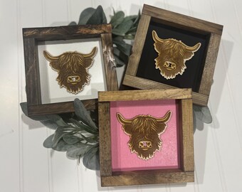 Highland Cow Laser Engraved Sign|Home Decor|Laser Engraved|Farmhouse Decor|Highland Cow|Cow|Western Decor|DixieFarmDesignsLLC
