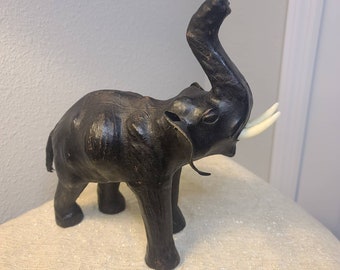 Leather Elephant Vintage Etsy
