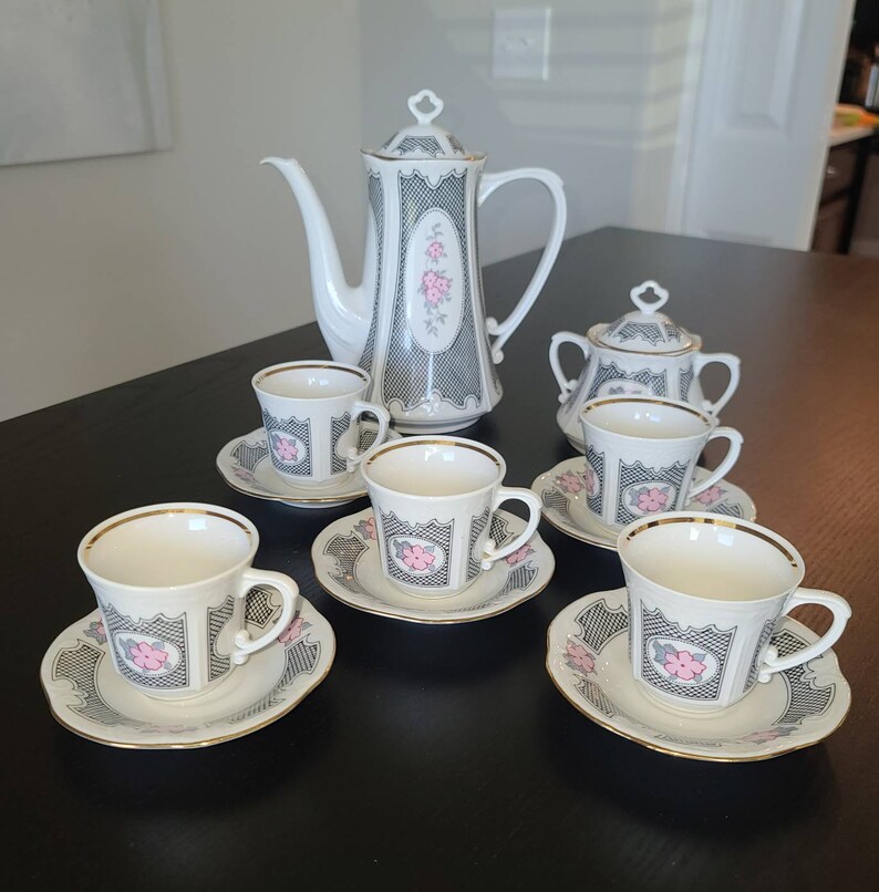 CHODZIEZ Poland Vintage Porcelain Tea Set Etsy