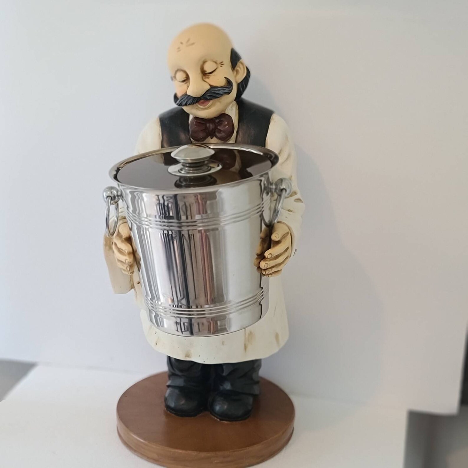 Vintage Butler Statue Fat Bistro Waiter with Ice Bucket Wine Etsy