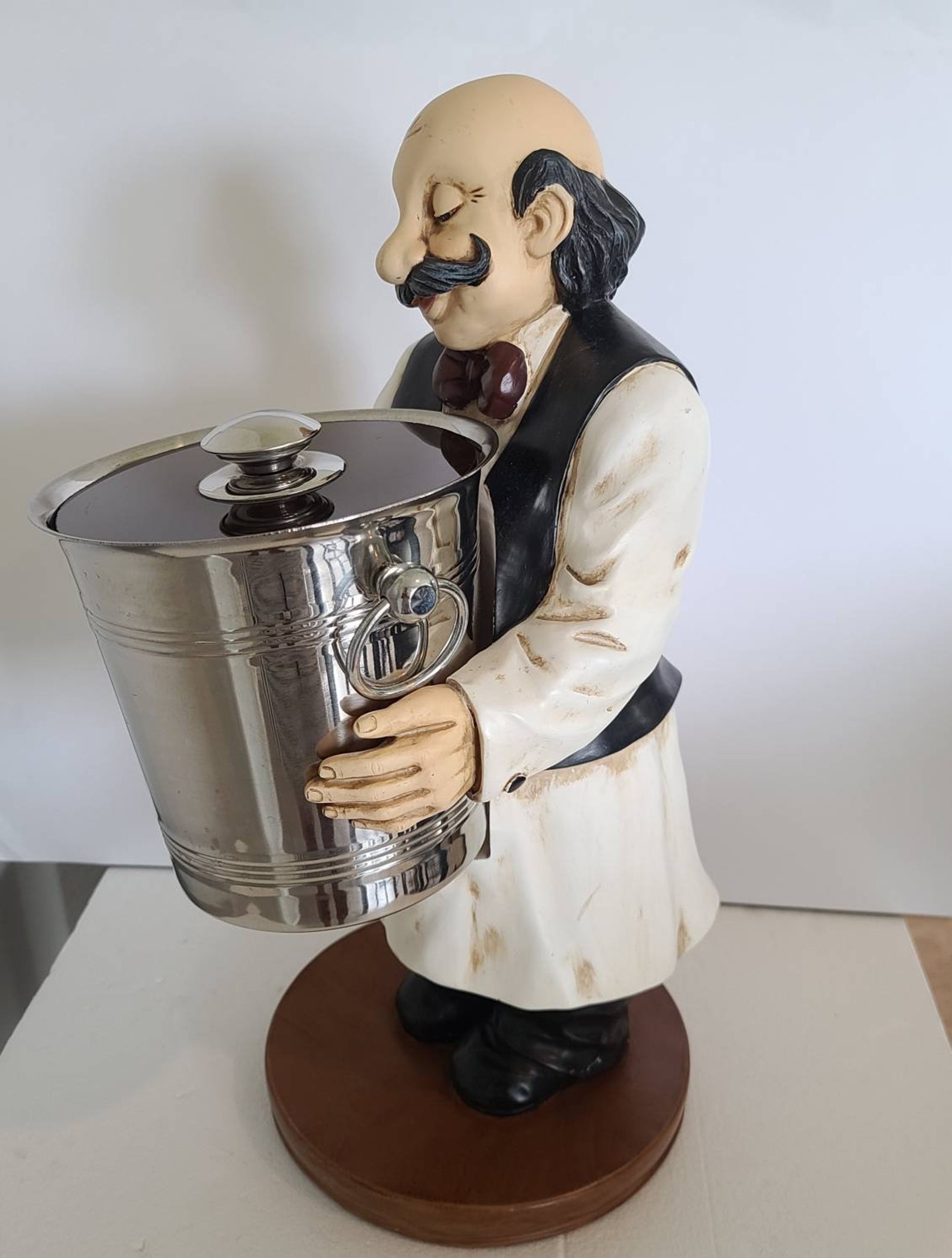 Vintage Butler Statue Fat Bistro Waiter with Ice Bucket Wine Etsy