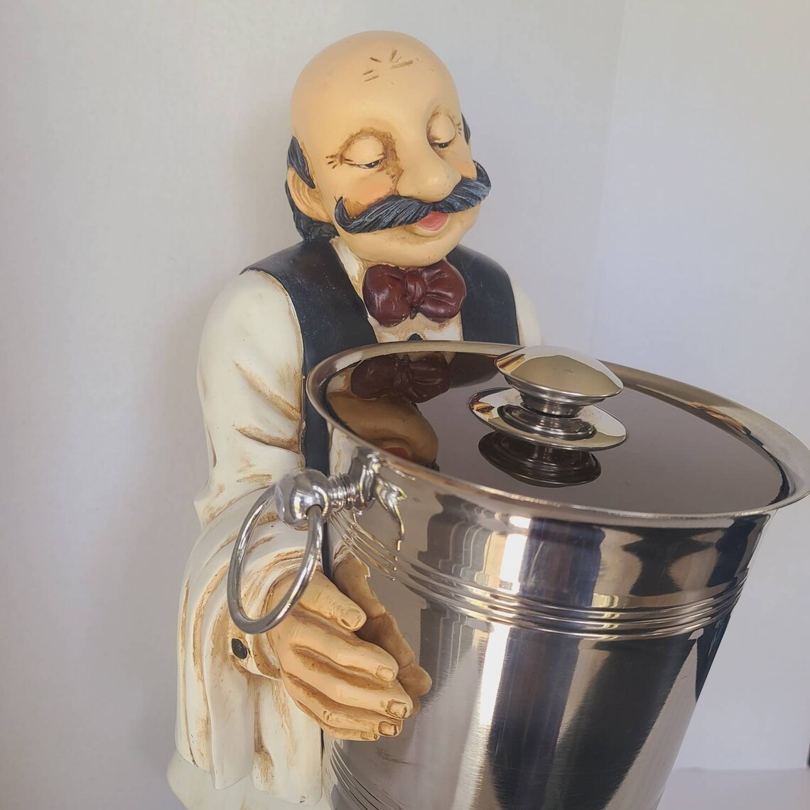 Vintage Butler Statue Fat Bistro Waiter with Ice Bucket Wine Etsy