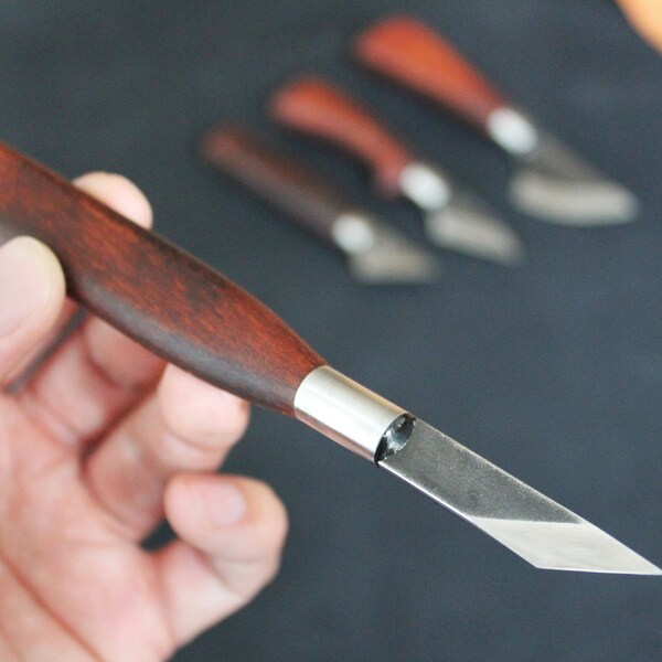 Leather Scalpel Knife For Detail Cuts, One Beveled Pointed Tip Narrow Leather Knife, Leather Cutting Knives, High Carbon Steel Blade