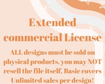 Extended commercial license for unlimited sales to print on small shop products, Unlimited selling seamless patterns on physical products