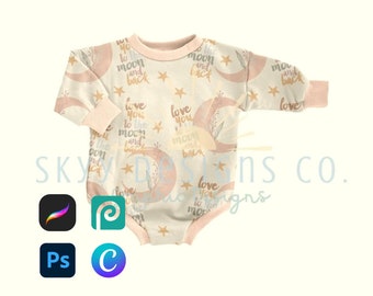 Sweater romper realistic mock-up template for procreate Canva and photoshop, seamless pattern your design here mock-up