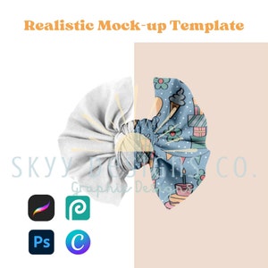 Fluffy bow realistic mock-up template for procreate photoshop and canva, Seamless pattern mock-up, your design here mock-up
