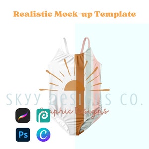 Badeanzug realistische Mock-Up-Vorlage für Procreate Canva und Photoshop, Nahtloses Muster Mock-Up, Ihr Design hier Mock-Up