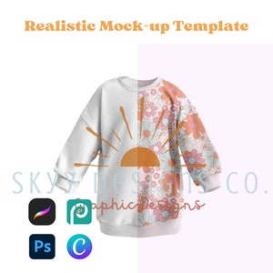 Sweatshirt dress realistic mock-up template for procreate Canva and photoshop, Seamless pattern mock-up, your design here mock-up