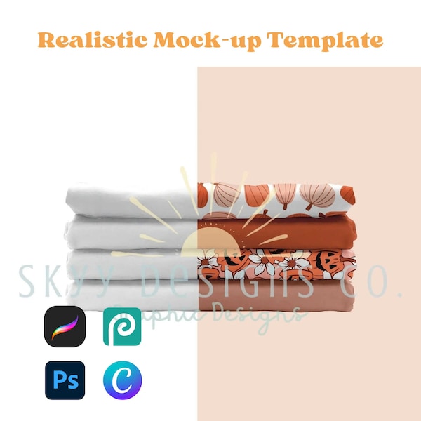 DBP fabric stack realistic mock-up template for procreate photoshop and canva, Seamless pattern your design here mock-up template
