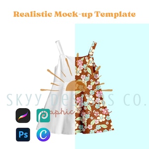 Tank top dress realistic mock-up template for procreate Canva and photoshop, Seamless pattern mock-up, your design here mock-up