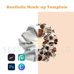 Hair tie realistic mock-up template for procreate canva and photoshop, Seamless pattern your design here mock-up