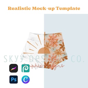 Bummies realistic mock-up template for procreate photoshop and canva, Your design here shorts mock-up, Seamless pattern mock-up