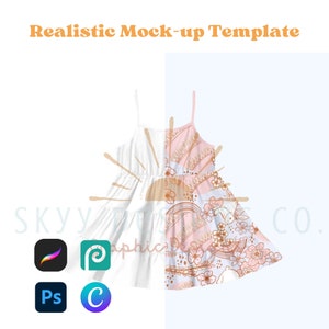 Tank tiered dress realistic mock-up template for procreate Canva and photoshop, Seamless pattern mock-up, your design here mock-up template