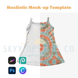 Tank top dress realistic mock-up template for procreate Canva and photoshop, Seamless pattern mock-up, your design here mock-up