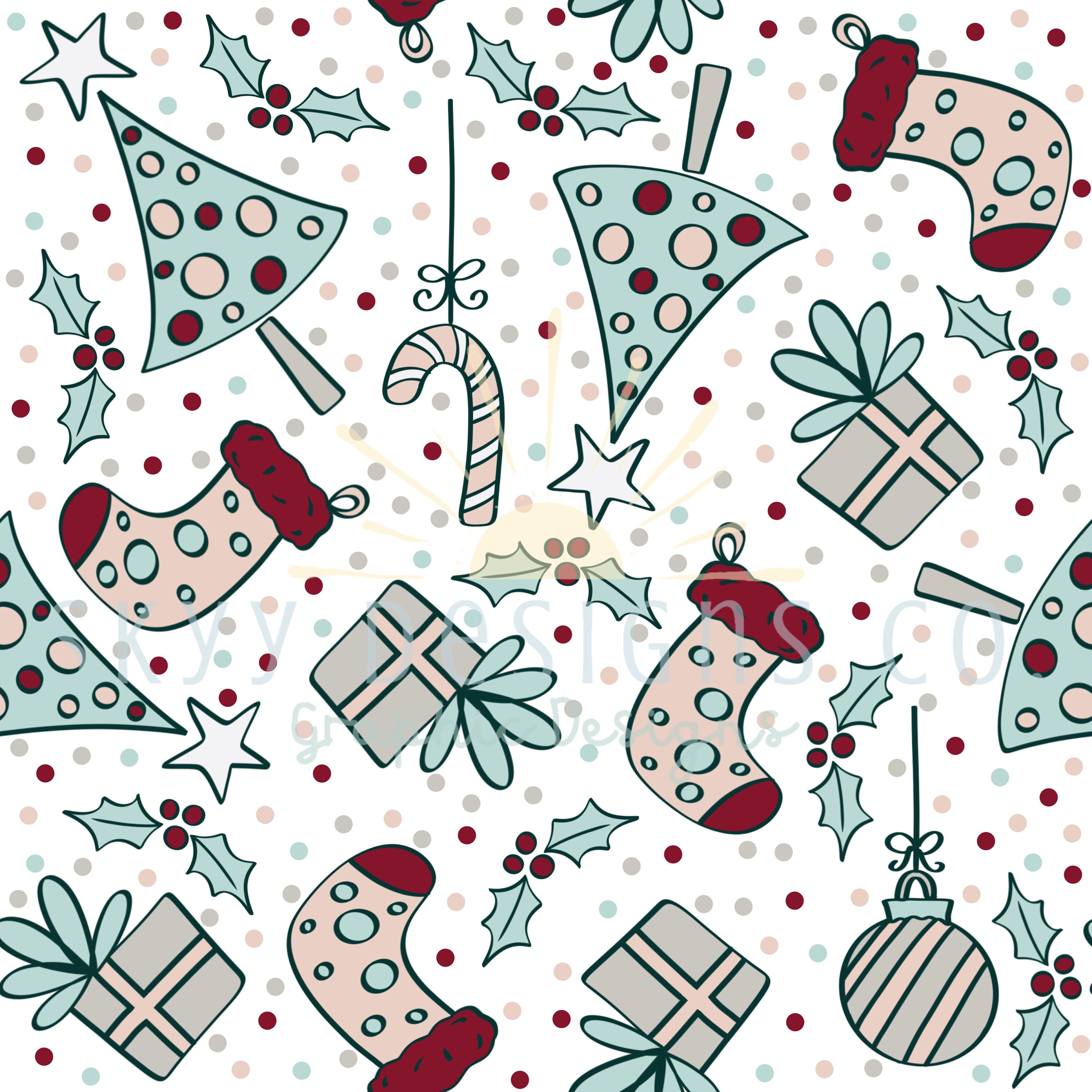 Christmas seamless pattern boho Christmas seamless files | Etsy