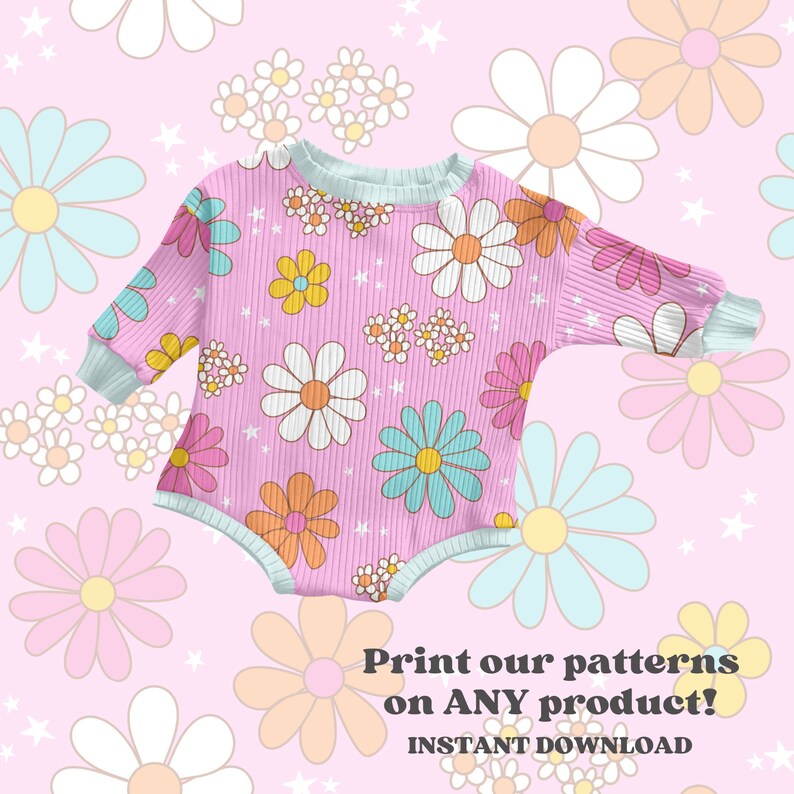 Retro Daisy Floral Seamless Pattern for Spring and Summer, Bright ...