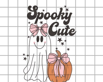 Coquette Spooky Ghosts and Pumpkin PNG, Halloween T shirt Design Digital Download