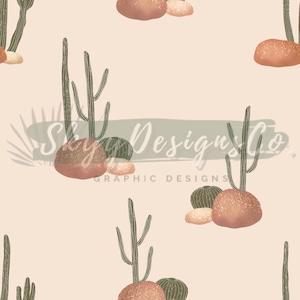 Patrón digital sin costuras con brillo occidental de cactus para telas y papeles pintados, Patrón sin costuras occidental neutro, Papel digital de plantas, cactus