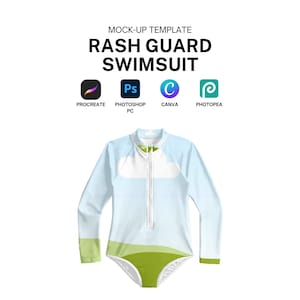 Kids Rash Guard Realistic Swimsuit Mockup Template for Procreate, Canva, Photoshop Digital Download