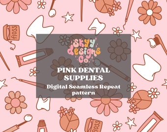 Patrón dental moderno sin costuras para dentistas, descarga digital de papel con patrón médico