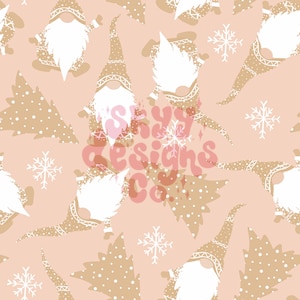 Christmas gnome digital seamless pattern for fabrics and wallpapers, Christmas seamless repeat pattern, winter Gnomes digital paper