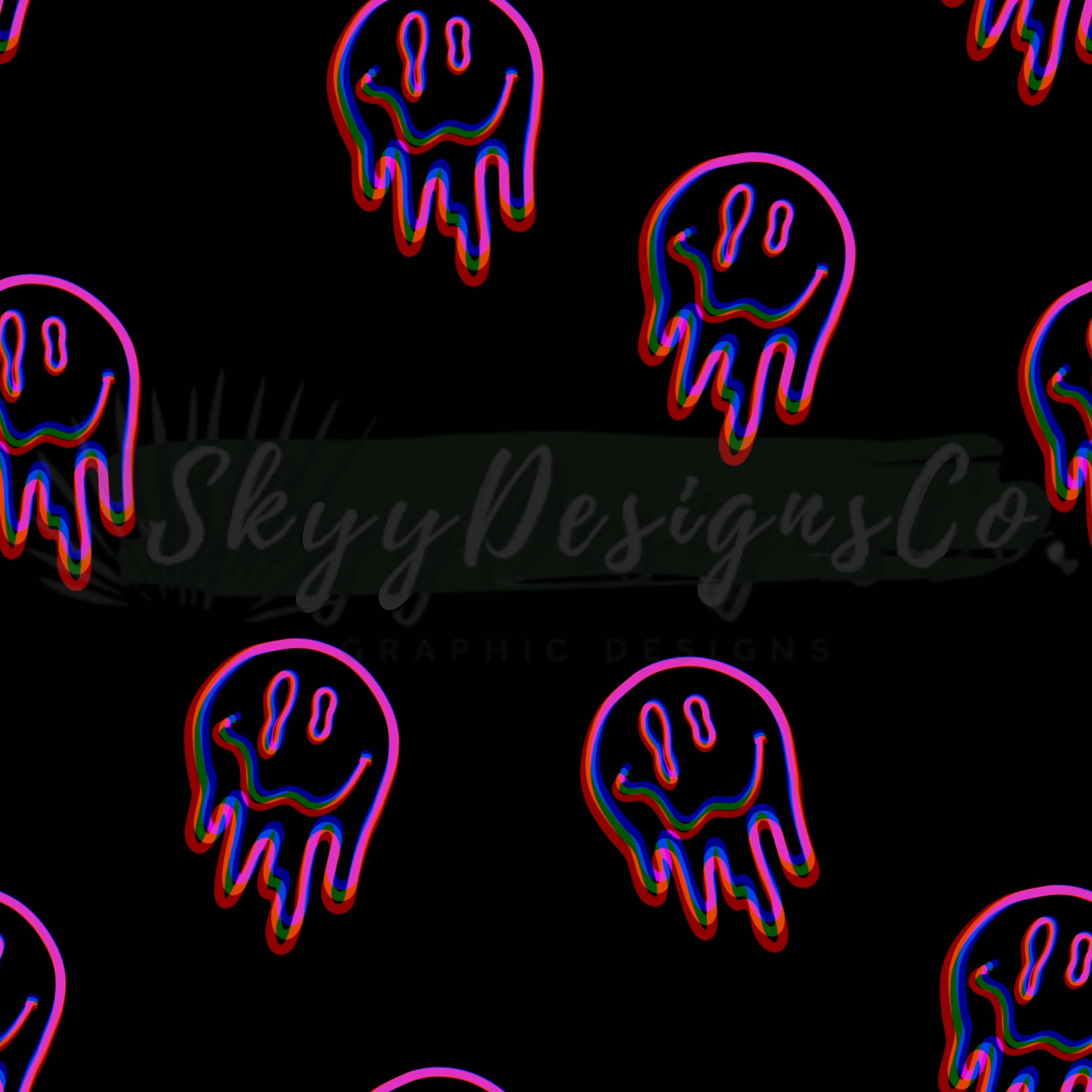 Trippy Smiley Faces Digital Seamless Pattern For Fabrics And Etsy Ireland