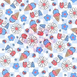 Trendy Fourth of July digital seamless pattern for fabrics and wallpapers, July Ice cream digital paper pattern, ice cream seamless