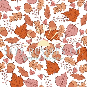 Boho fall leaves digital seamless pattern for fabrics and wallpapers, fall floral digital paper, fall leaves wallpaper file or fabrics